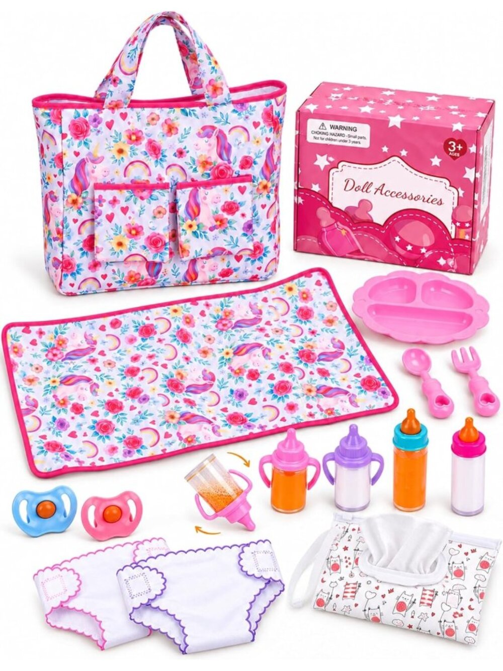 14pc Baby Doll Diaper Bag Care Set for 15-20in Reborn Doll Nursery